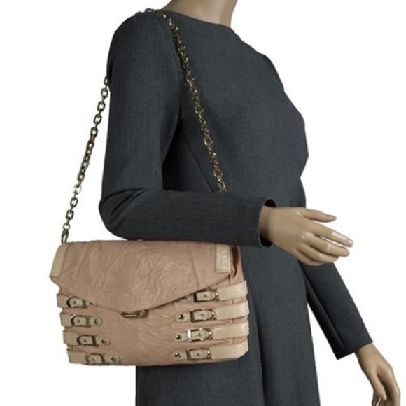 Jimmy Choo Brix Convertible Clutch Python Trim Leather Chain Shoulder Bag - Picture 15 of 16